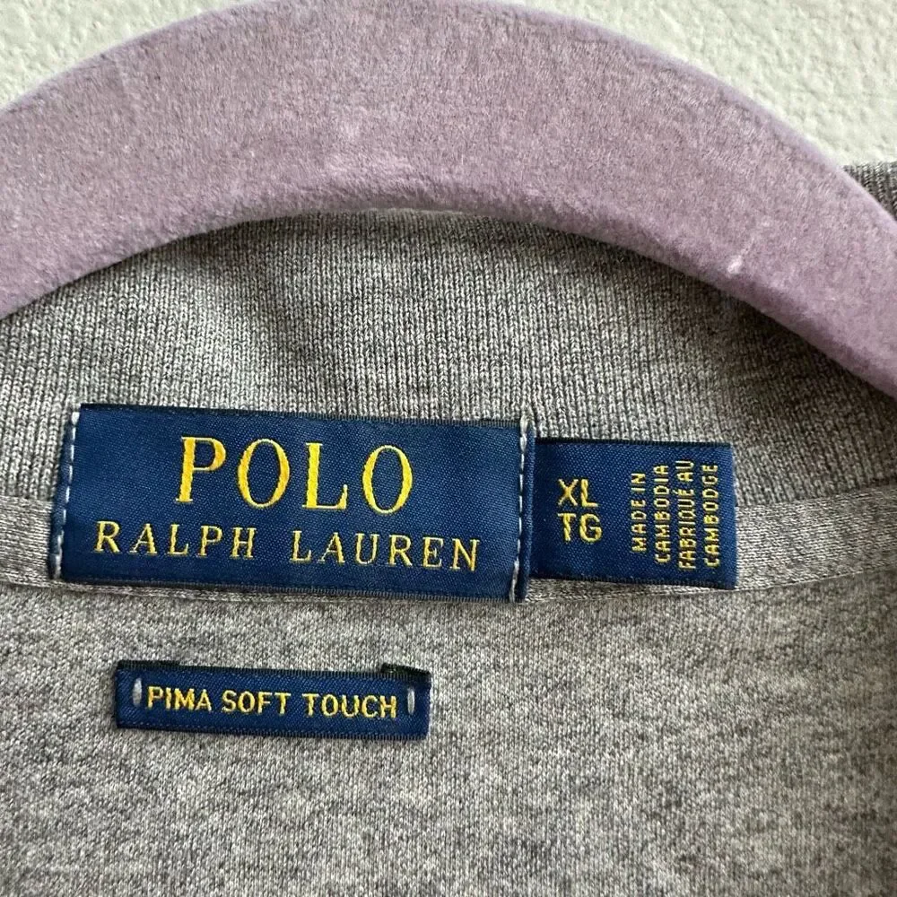 Ralph Lauren Polo Shirt Adult XL Classic Fit Gray Pony Golf Pima Soft Touch Mens